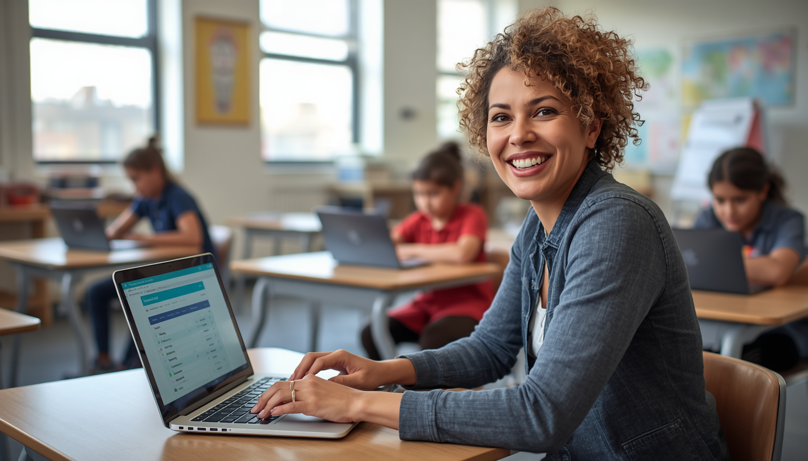 Teacher using Infyn app
